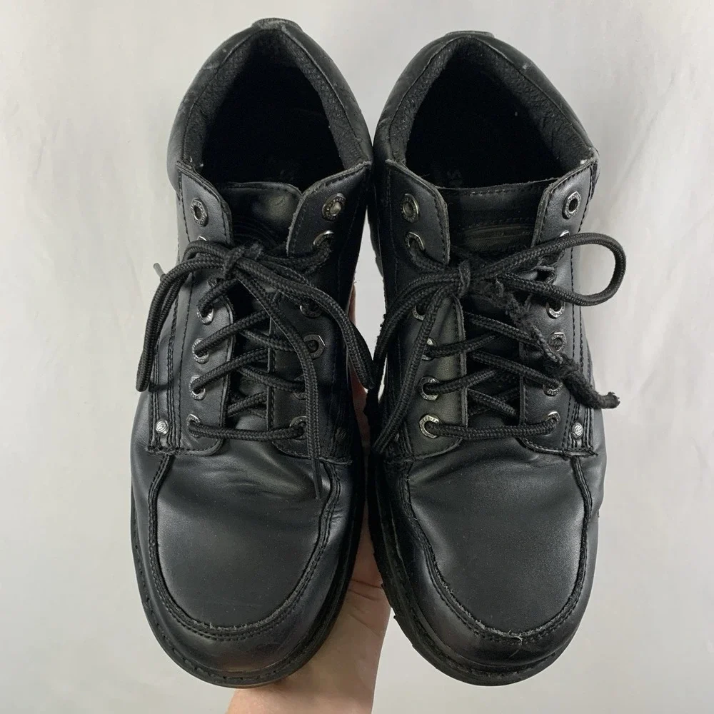 Skechers Mens Y2K Leather Lace Up Lug Sole Work Boots Size 10.5 Extra Wide Black